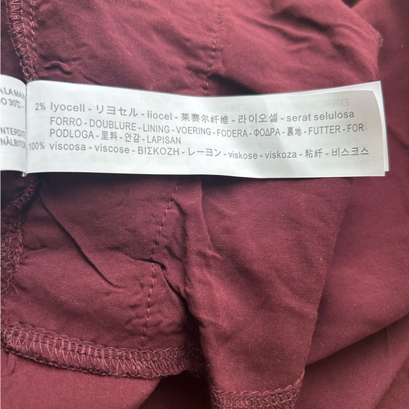 ZARA  Floral Lace Culottes Trousers Pants High Waist Cropped Maroon Burgundy - Picture 11 of 13